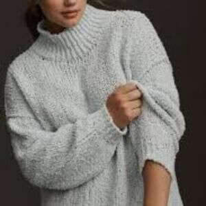 ANTHROPOLOGIE THE NEED IT OVERSIZED MOCK NECK LIGHT BLUE SWEATER SIZE XS